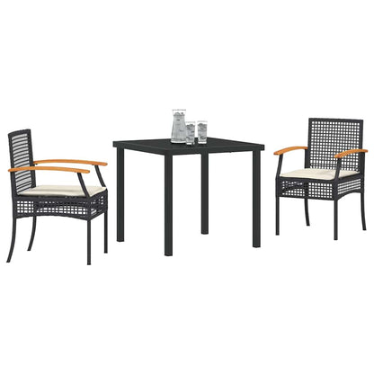 Garden Dining Set 3 pcs Black Poly Rattan