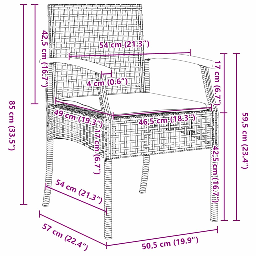 Garden Dining Set 3 pcs Black Poly Rattan