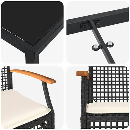 Garden Dining Set 7 pcs Black Poly Rattan