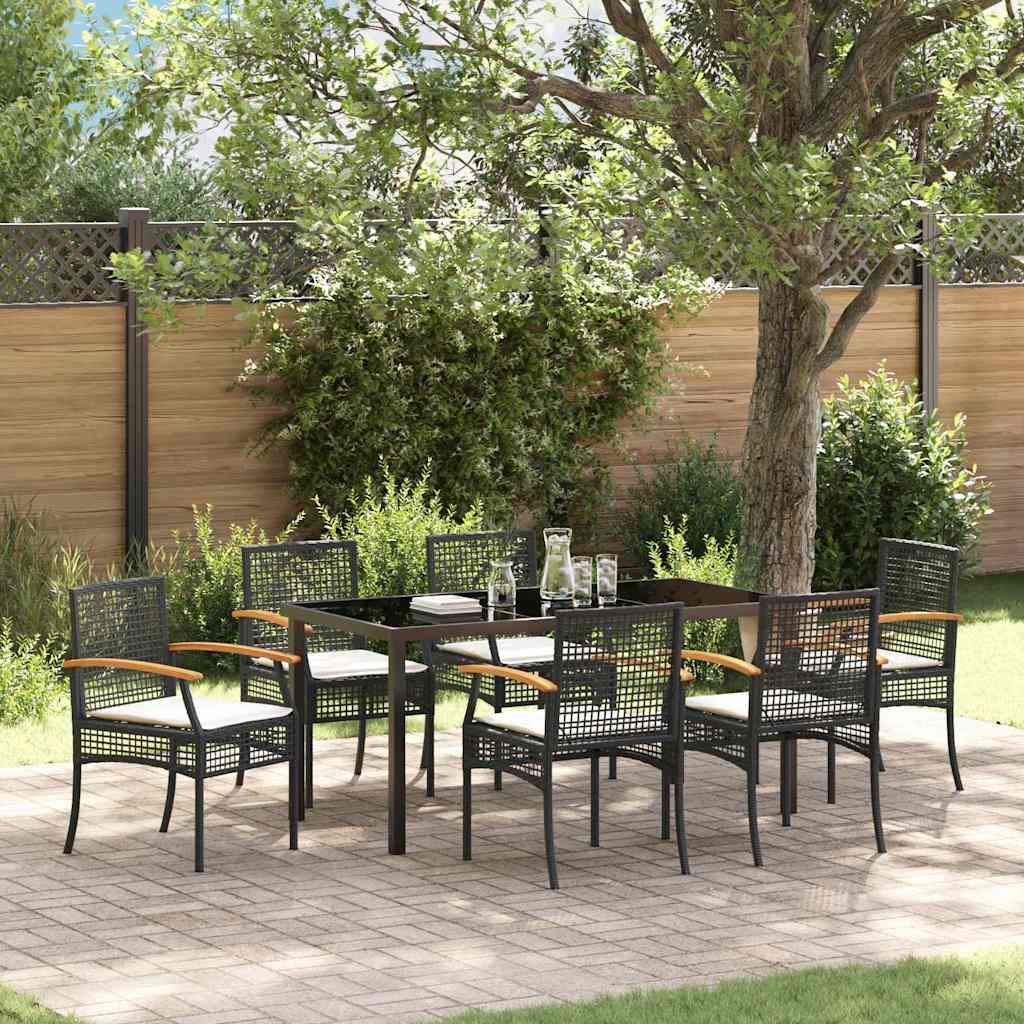 Garden Dining Set 7 pcs Black Poly Rattan