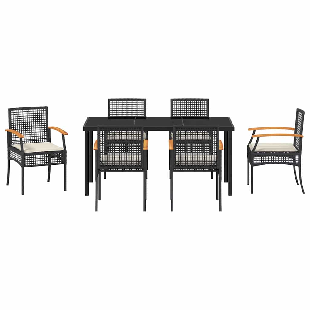 Garden Dining Set 7 pcs Black Poly Rattan