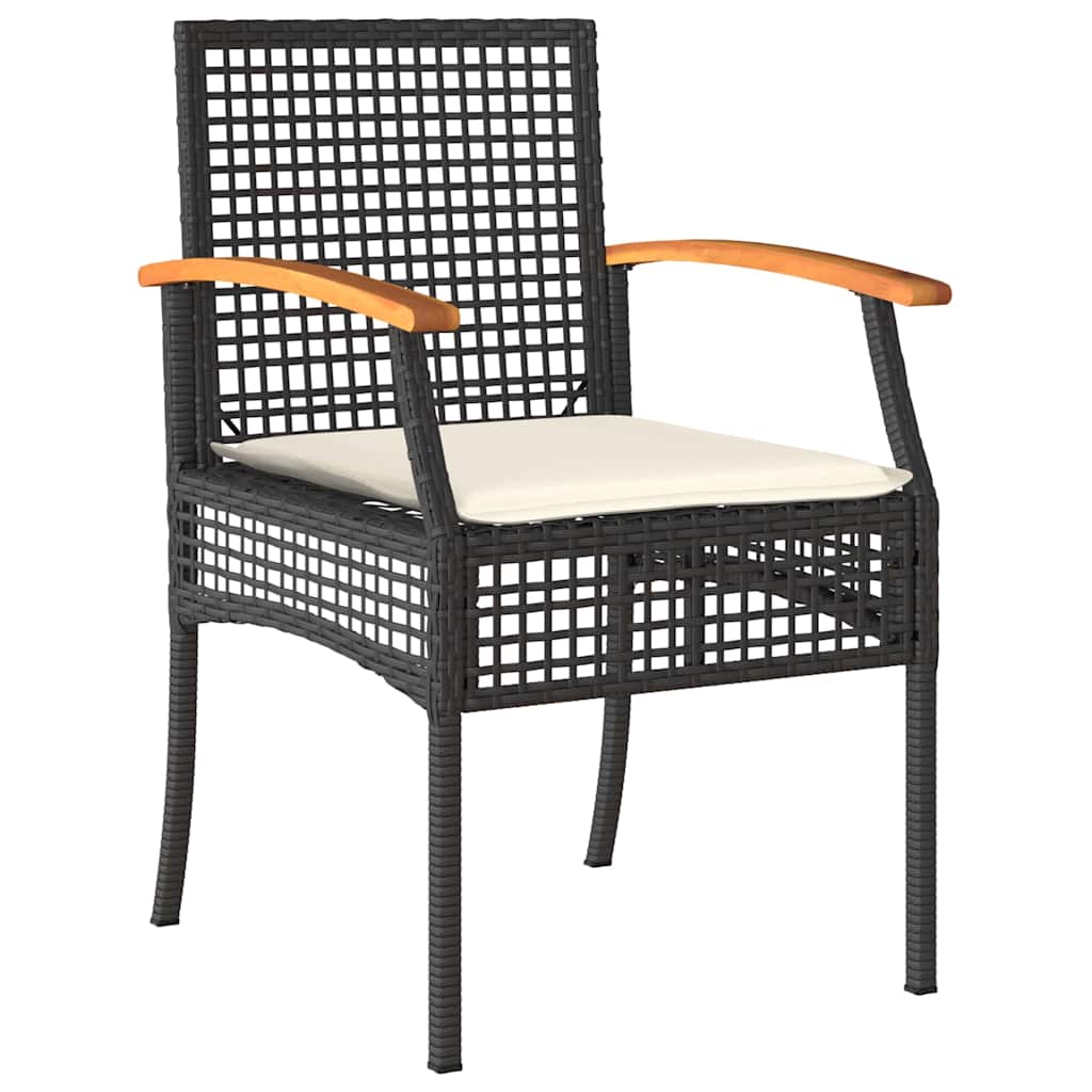 Garden Dining Set with Cushion 9 pcs Black Rattan