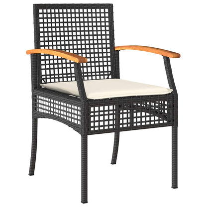 Garden Dining Set with Cushion 9 pcs Black Rattan