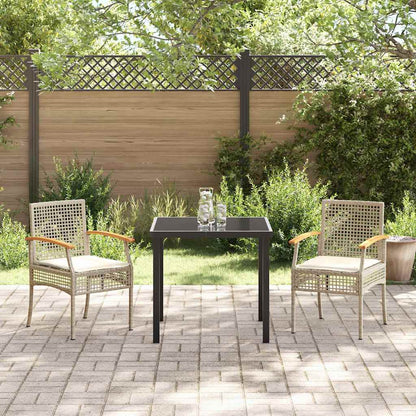Garden Dining Set with Cushion 3 pcs Beige and Black Rattan