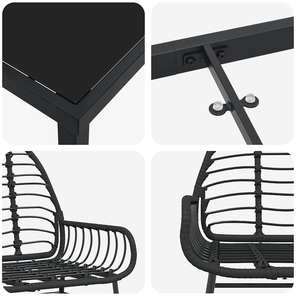 Garden Dining Set 9 pcs Black Poly Rattan