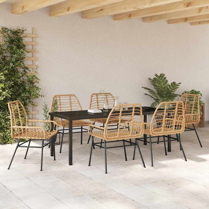 Garden Dining Set 7 pcs Brown Poly Rattan