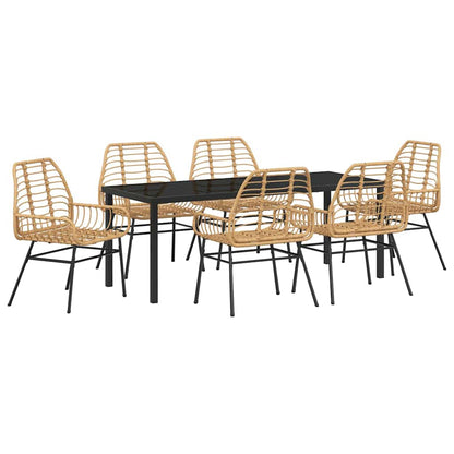 Garden Dining Set 7 pcs Brown Poly Rattan