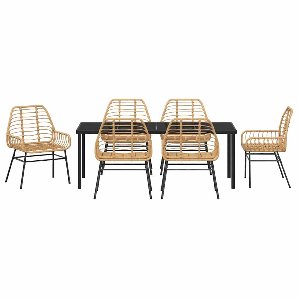 Garden Dining Set 7 pcs Brown Poly Rattan