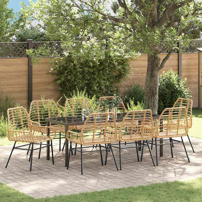 Garden Dining Set 9 pcs Brown Poly Rattan