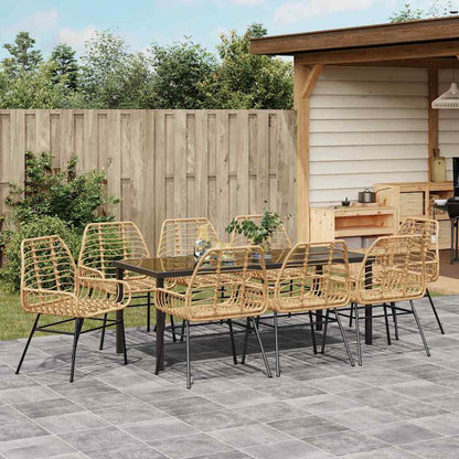 Garden Dining Set 9 pcs Brown Poly Rattan