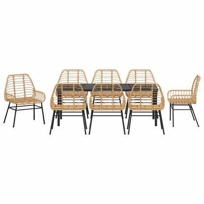 Garden Dining Set 9 pcs Brown Poly Rattan