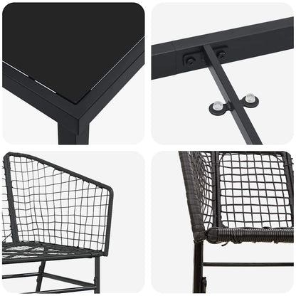 Garden Dining Set 9 pcs Black Poly Rattan