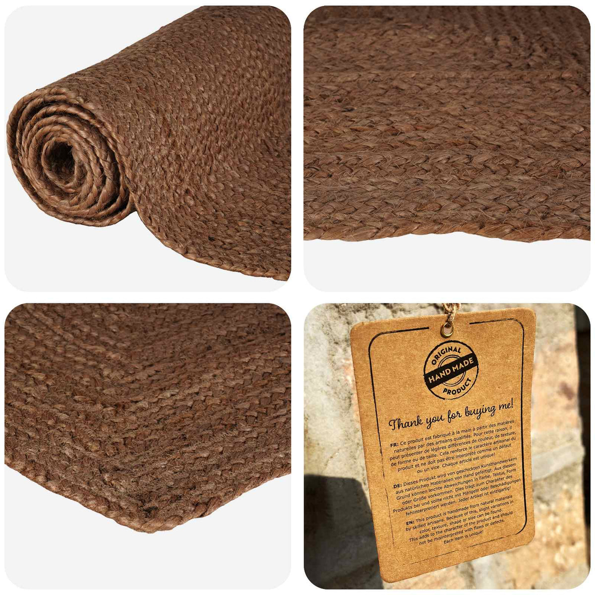 Area Rug Grey 60 x 250 cm Jute