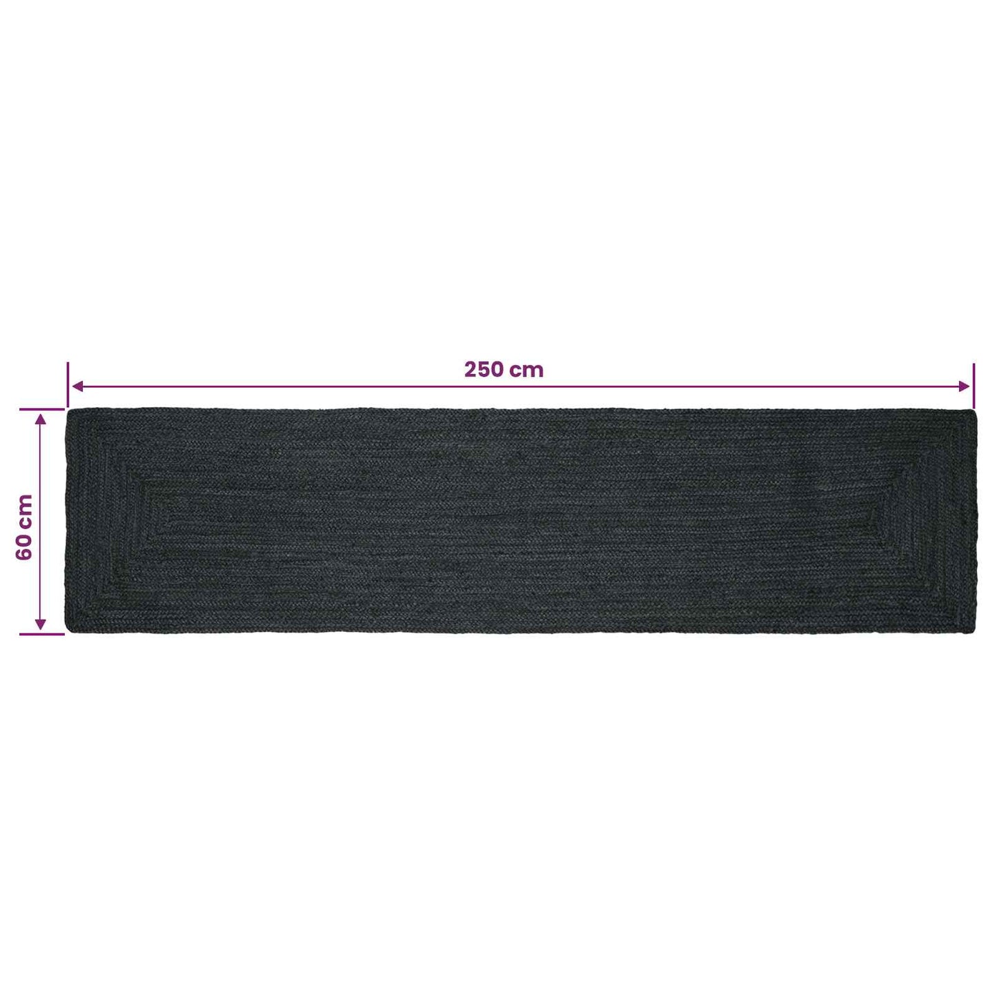 Area Rugs Rectangular Dark Grey 60 x 250 cm Jute