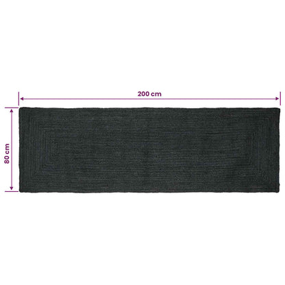 Area Rugs Rectangular Dark Grey 80 x 200 cm Jute