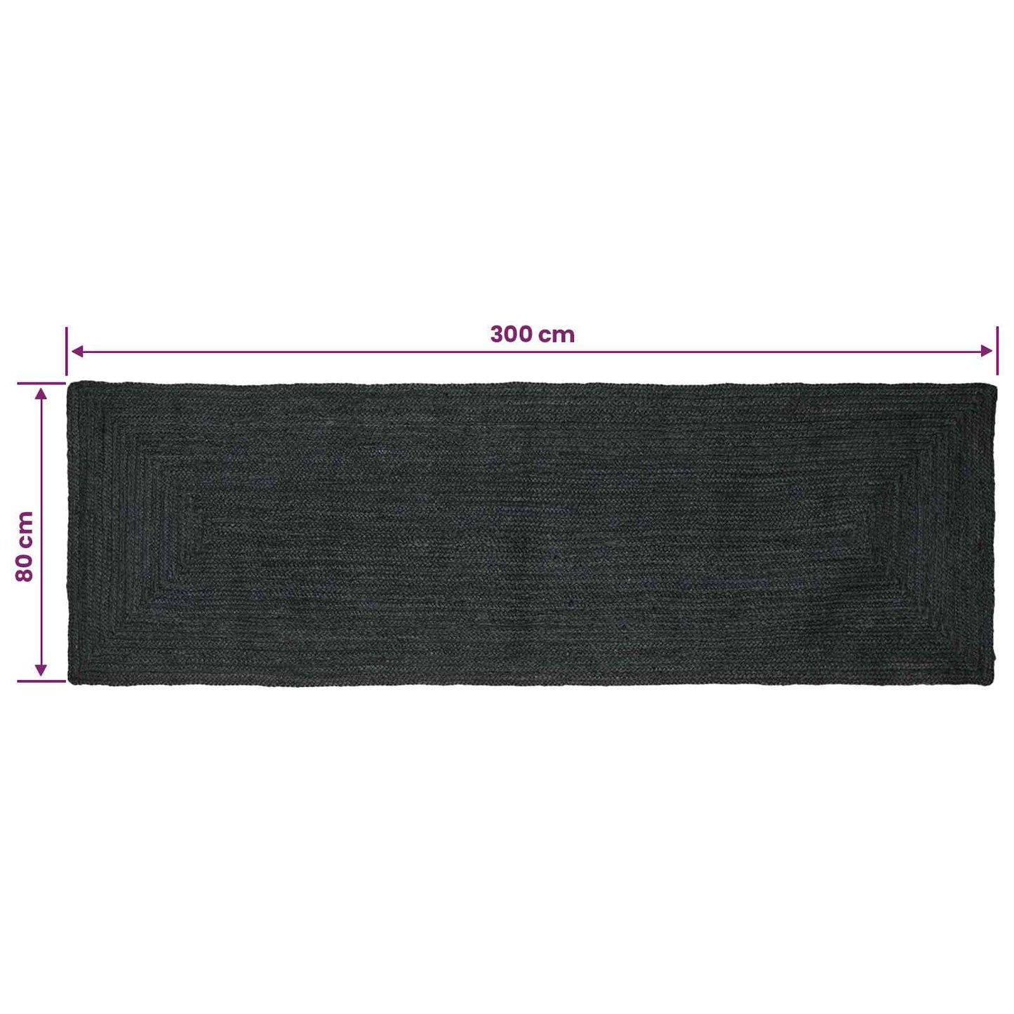 Area Rugs Rectangular Dark Grey 80 x 300 cm Jute