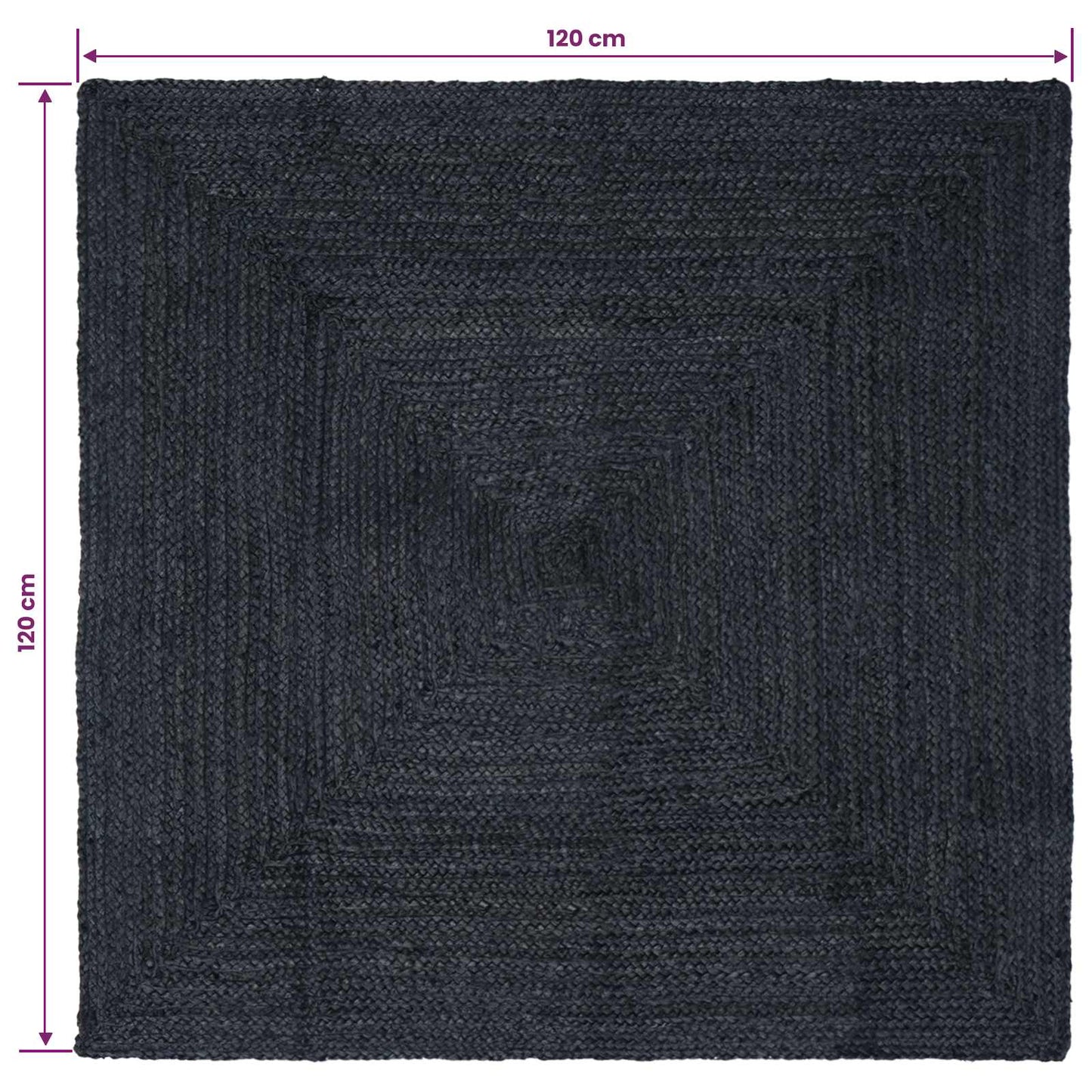 Area Rugs Rectangular Dark Grey 120 x 120 cm Jute