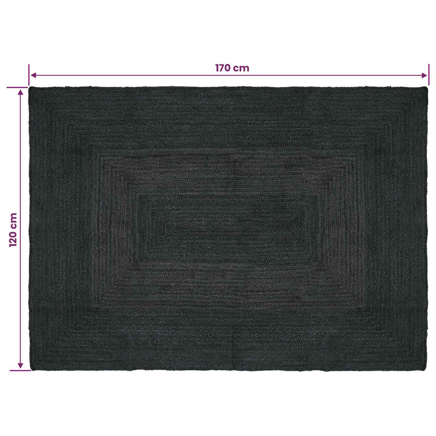 Area Rugs Rectangular Dark Grey 120 x 170 cm Jute