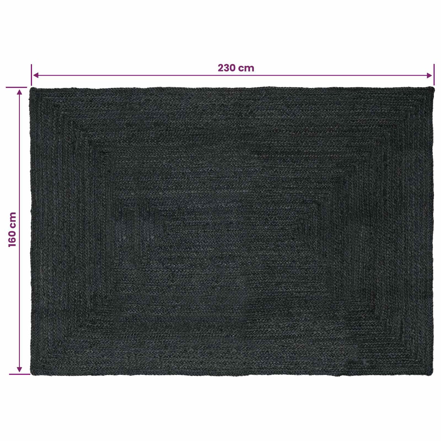 Area Rugs Rectangular Dark Grey 160 x 230 cm Jute