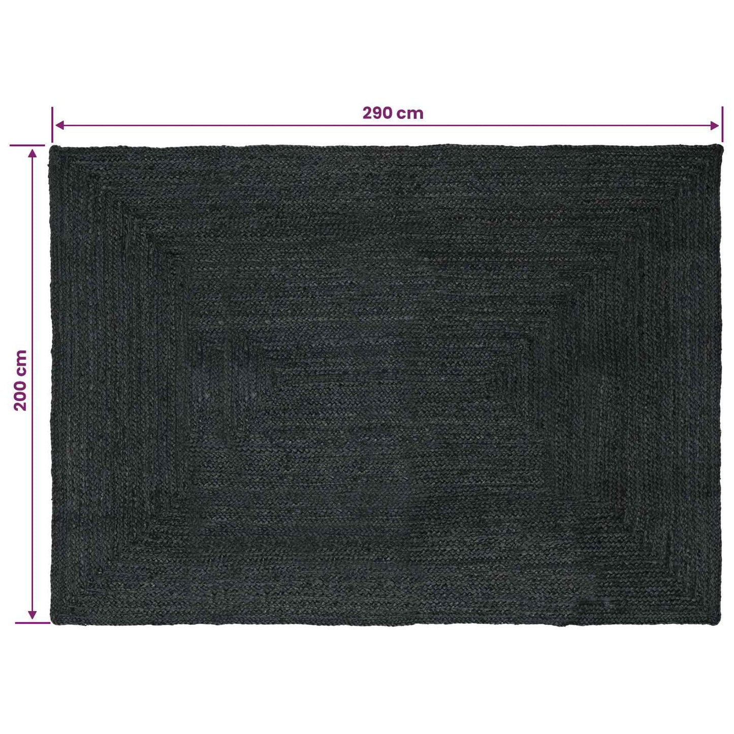 Area Rugs Rectangular Dark Grey 200 x 290 cm Jute