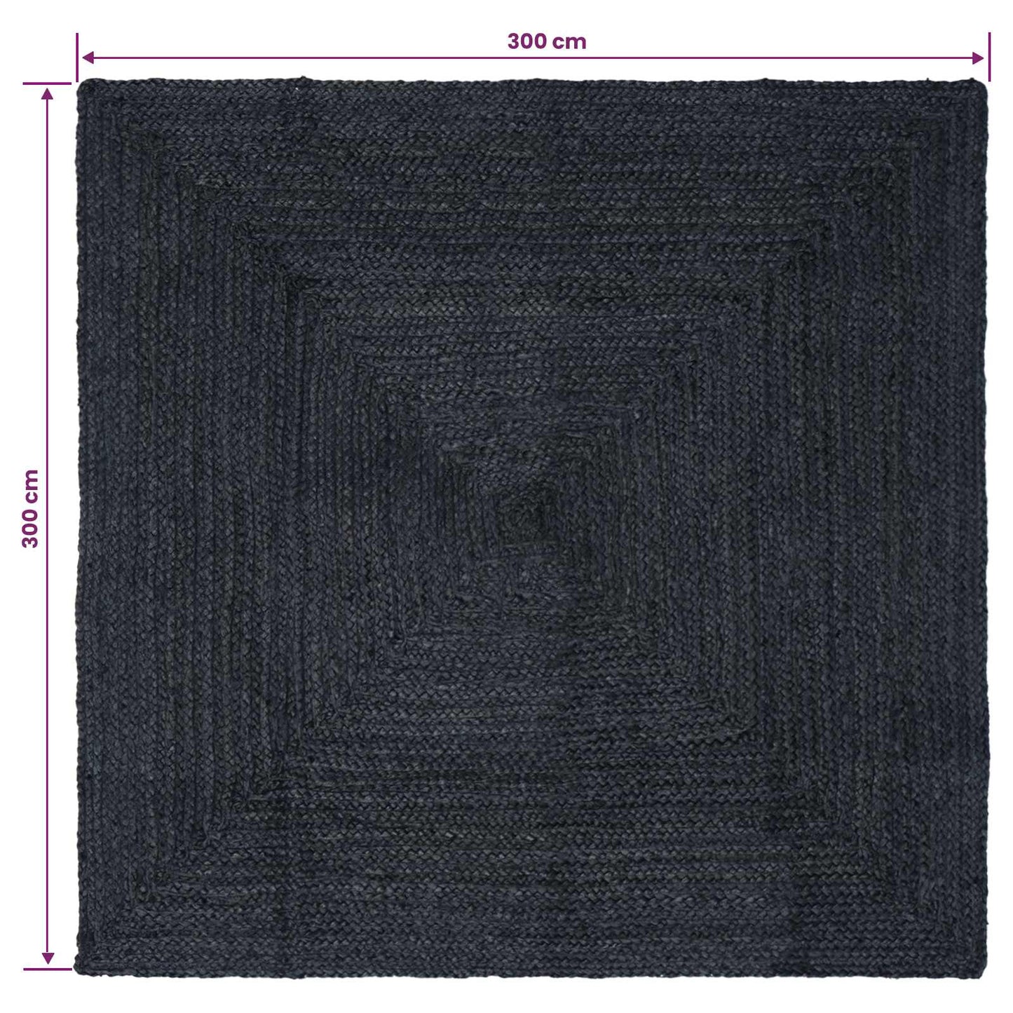 Area Rugs Rectangular Dark Grey 300 x 300 cm Jute