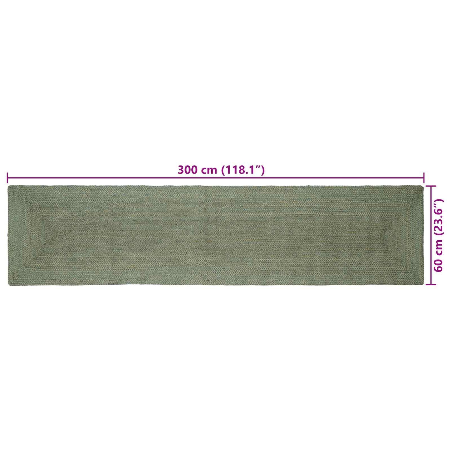 Area Rugs Rectangular Olive Green 60 x 300 cm Jute