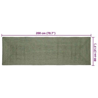 Area Rugs Rectangular Olive Green 80 x 200 cm Jute
