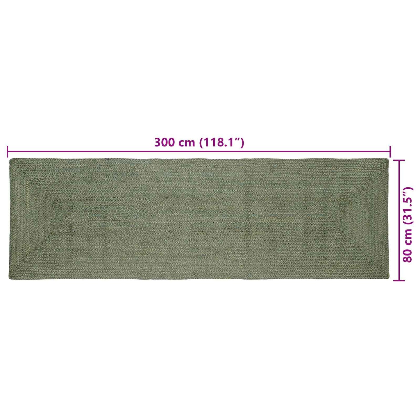 Area Rugs Rectangular Olive Green 80 x 300 cm Jute