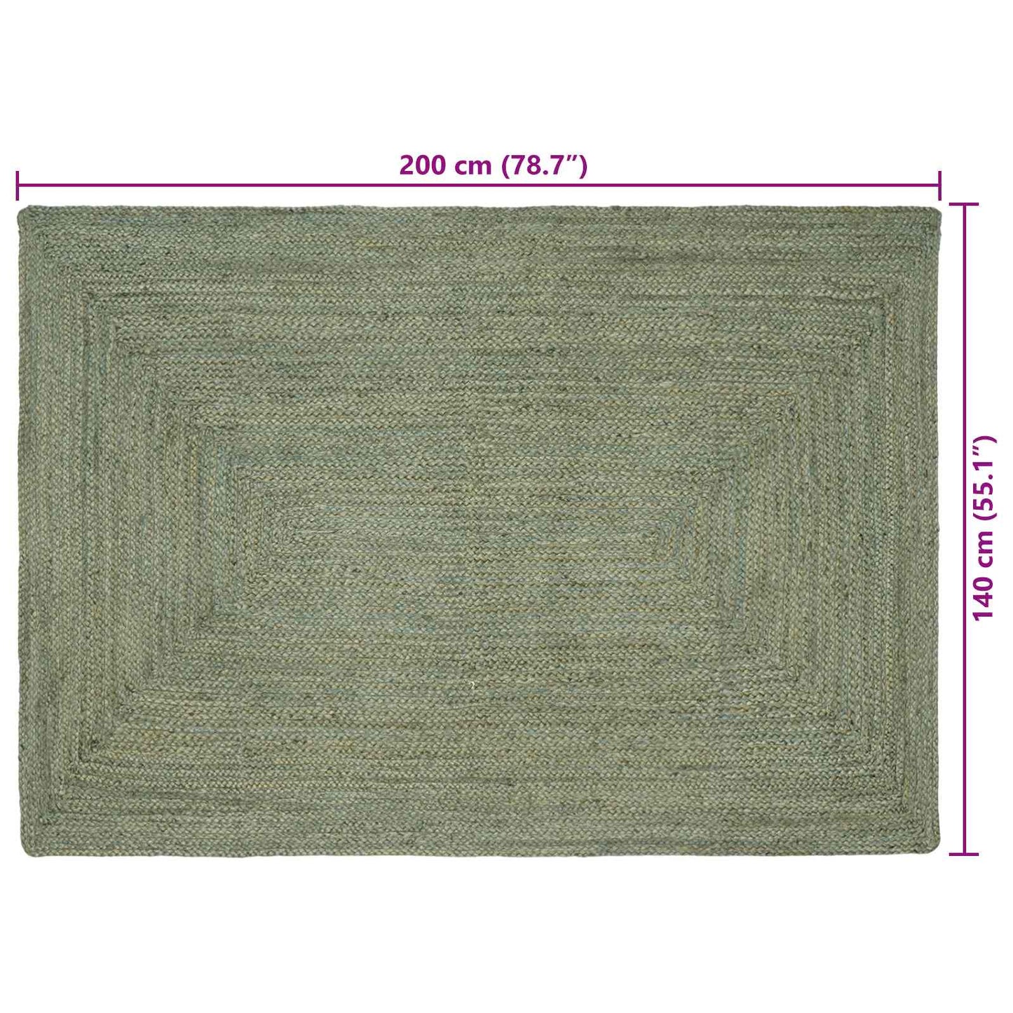 Area Rugs Rectangular Olive Green 140 x 200 cm Jute