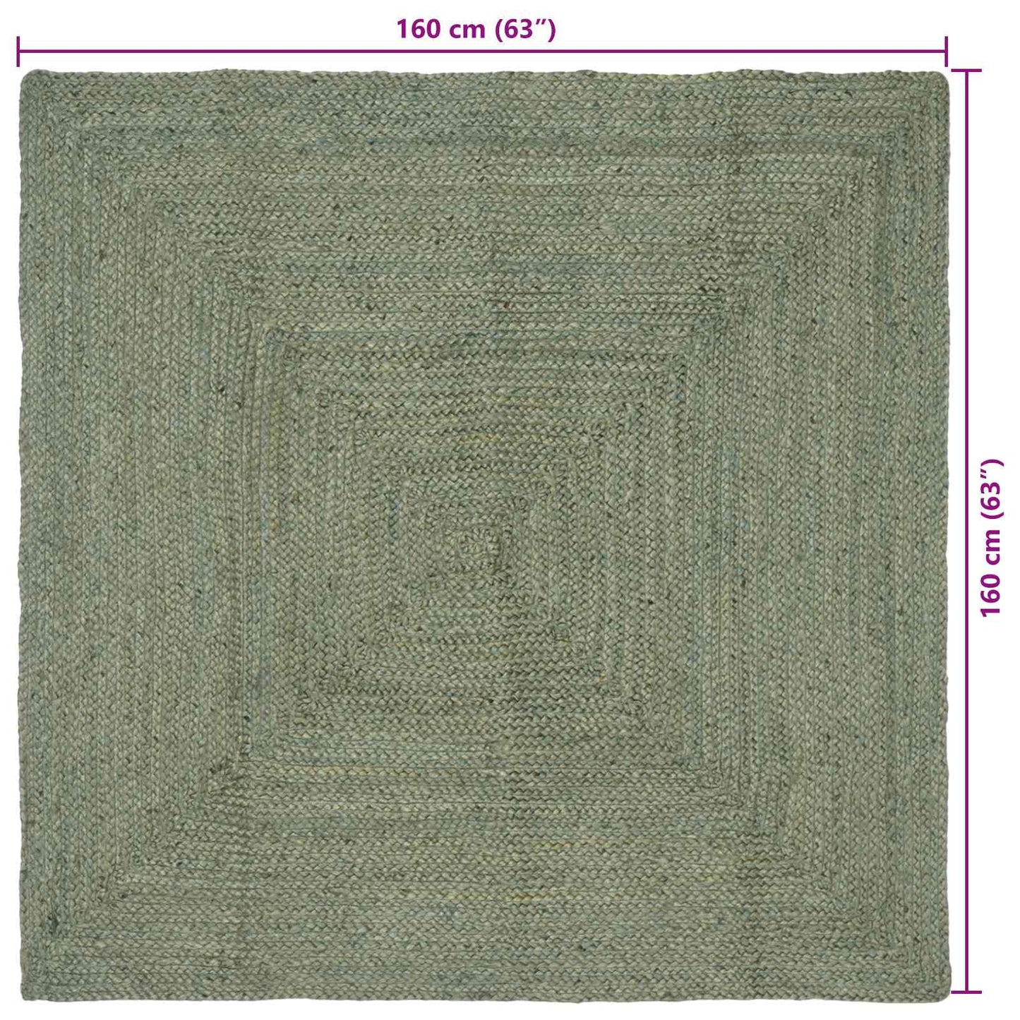 Area Rugs Rectangular Olive Green 160 x 160 cm Jute