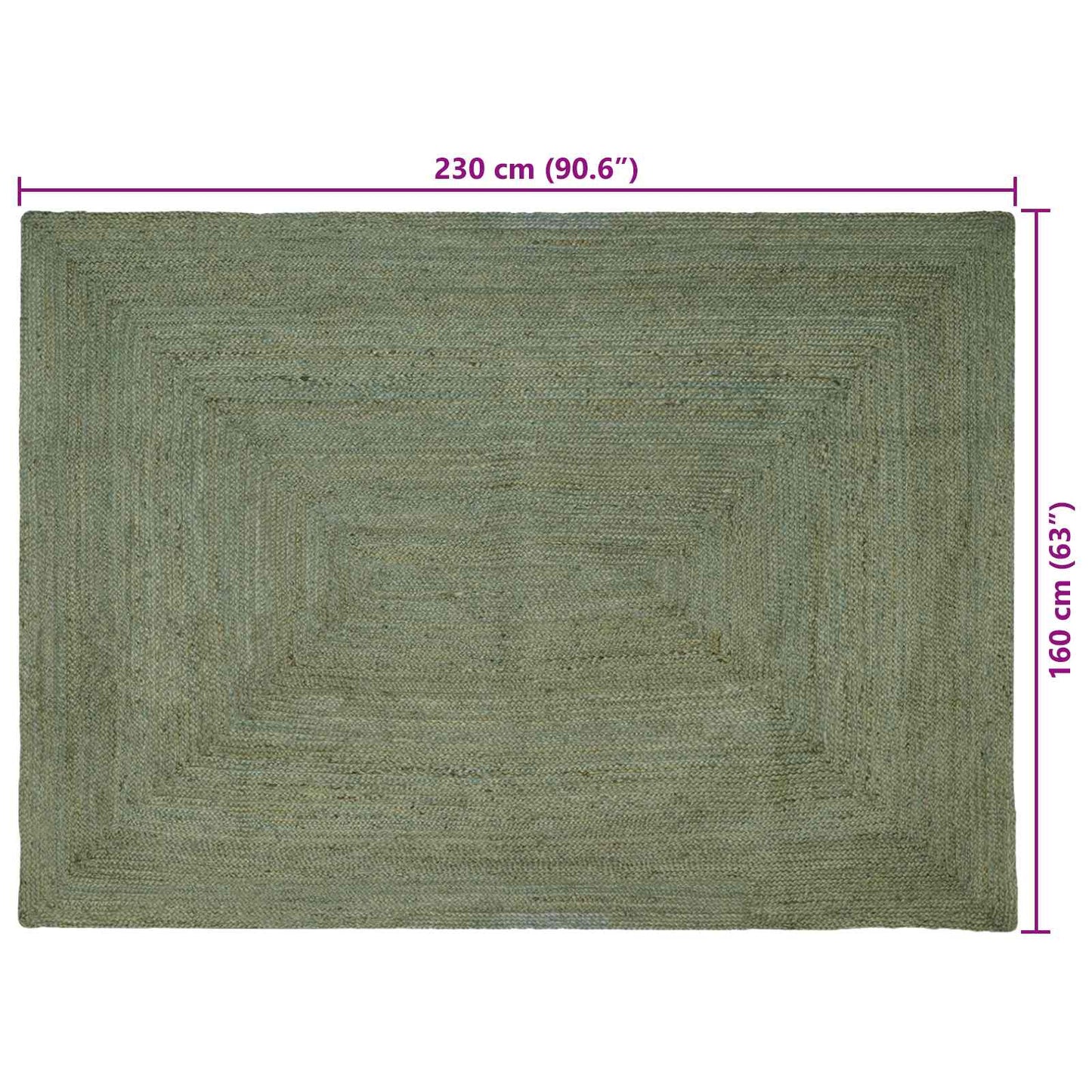 Area Rugs Rectangular Olive Green 160 x 230 cm Jute