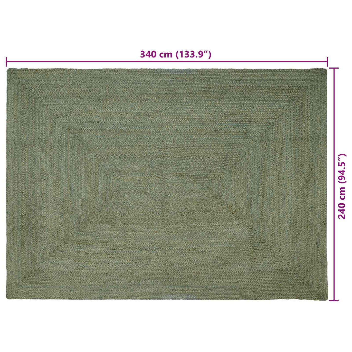 Area Rugs Rectangular Olive Green 240 x 340 cm Jute