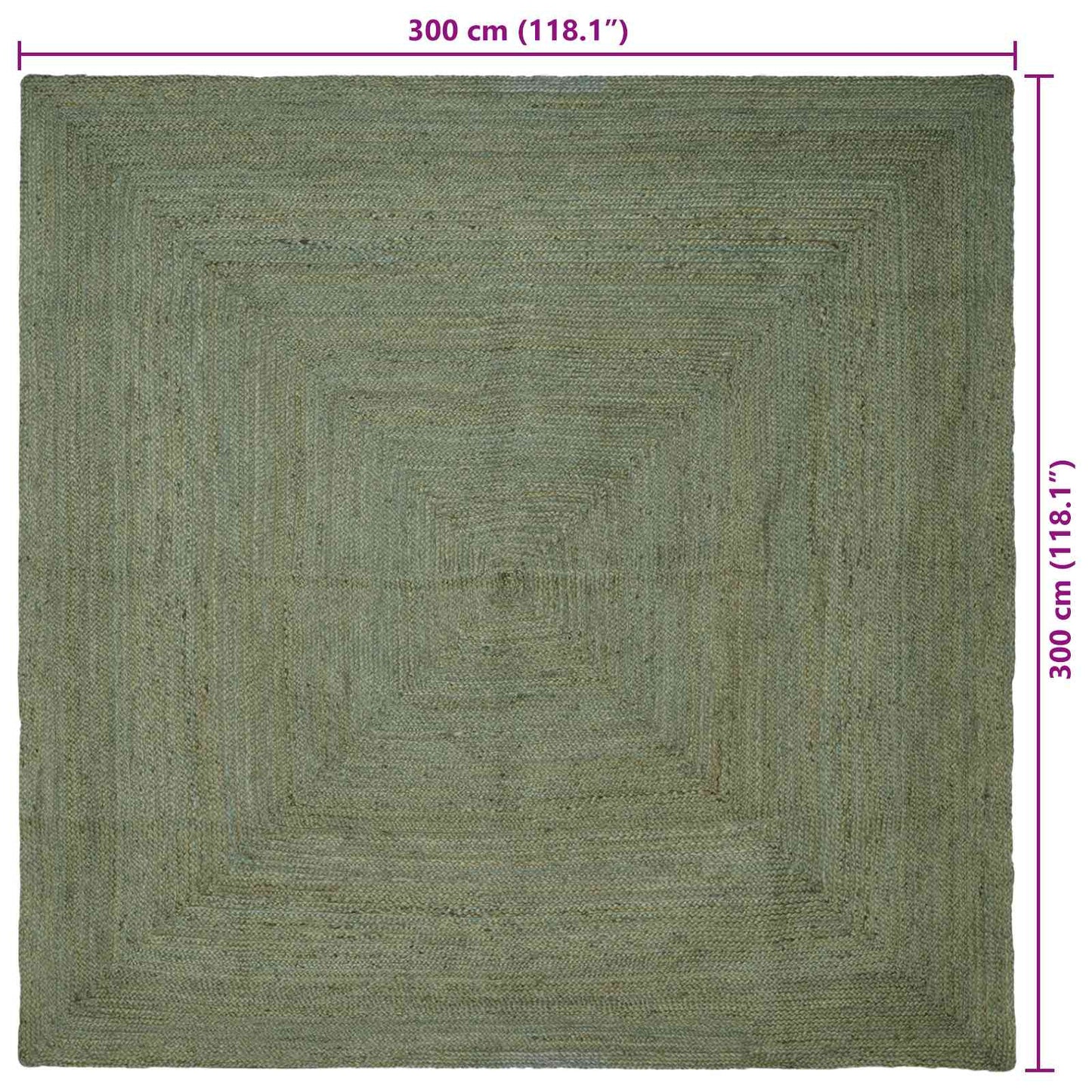 Area Rugs Square Olive Green 300 x 300 cm Jute