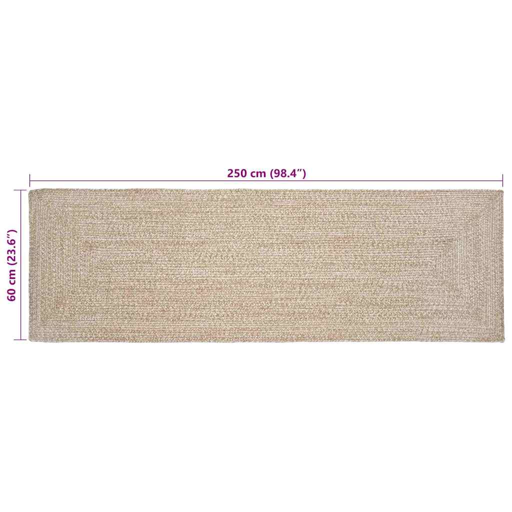 Area Rugs Natural and White 60 x 250 cm Jute