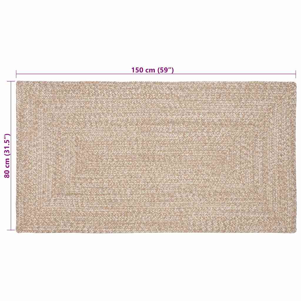 Area Rugs Natural and White 80 x 150 cm Jute