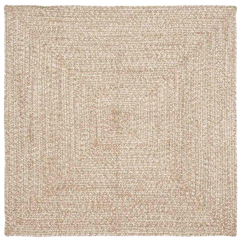 Area Rugs Natural and White 120 x 120 cm Jute
