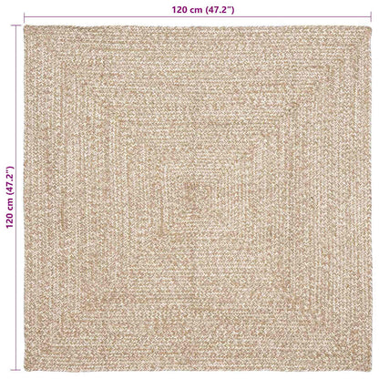 Area Rugs Natural and White 120 x 120 cm Jute