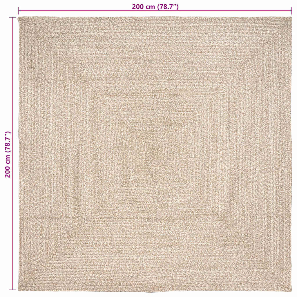 Area Rugs Natural and White 200 x 200 cm Jute