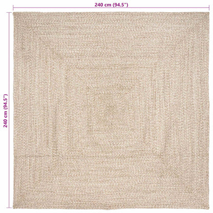 Area Rugs Natural and White 240 x 240 cm Jute