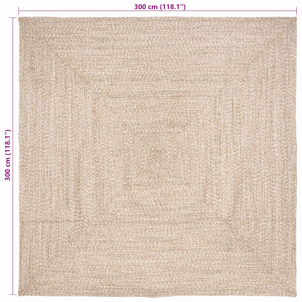 Area Rugs Natural and White 300 x 300 cm Jute