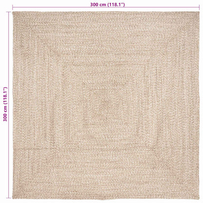 Area Rugs Natural and White 300 x 300 cm Jute
