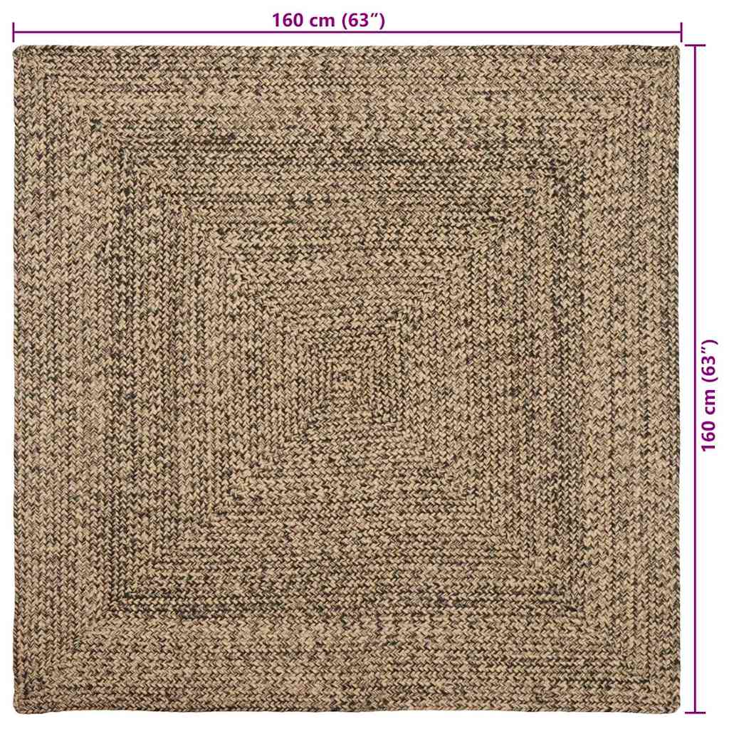 Area Rugs Natural and Black 160 x 160 cm Jute