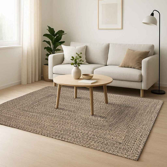 Area Rug Natural and Black 240 x 240 cm Jute