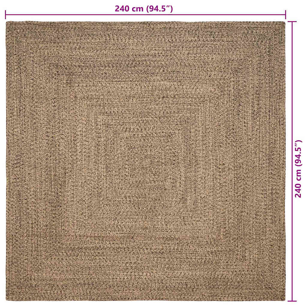 Area Rugs Natural and Black 240 x 240 cm Jute
