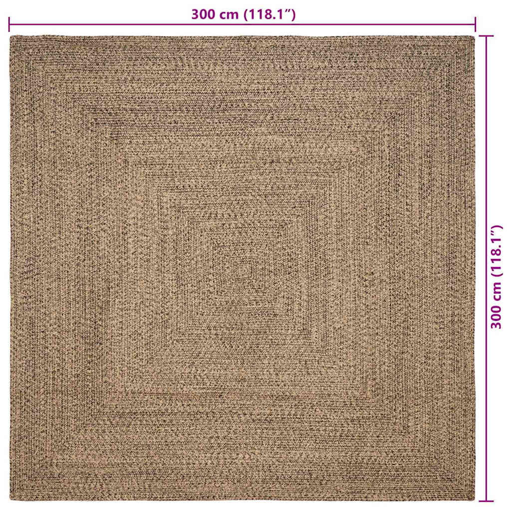 Area Rugs Natural and Black 300 x 300 cm Jute