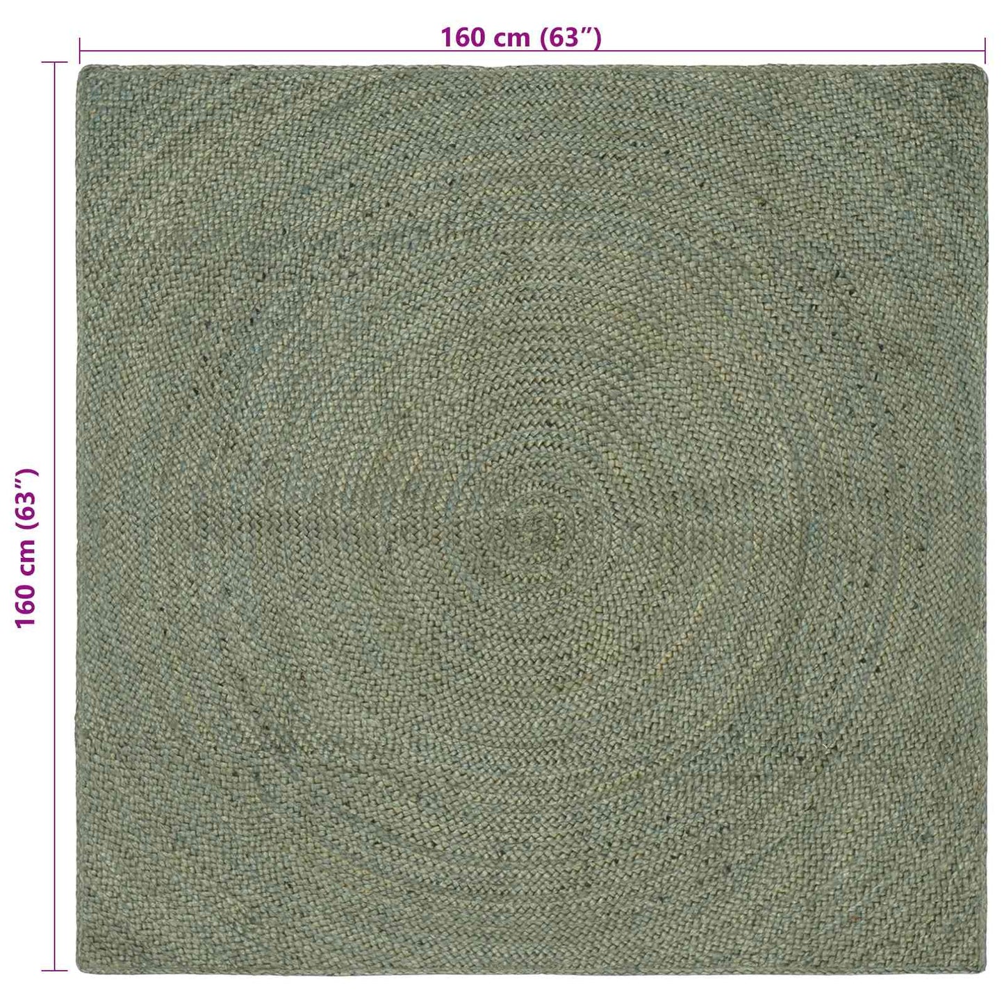 Area Rugs Olive Green 160 x 160 cm Jute