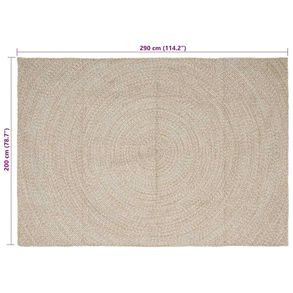 Rug Natural and White 200 x 290 cm Jute
