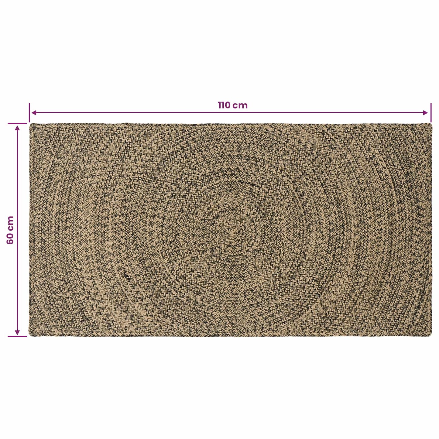 Area Rugs Natural and Black 60 x 110 cm Jute