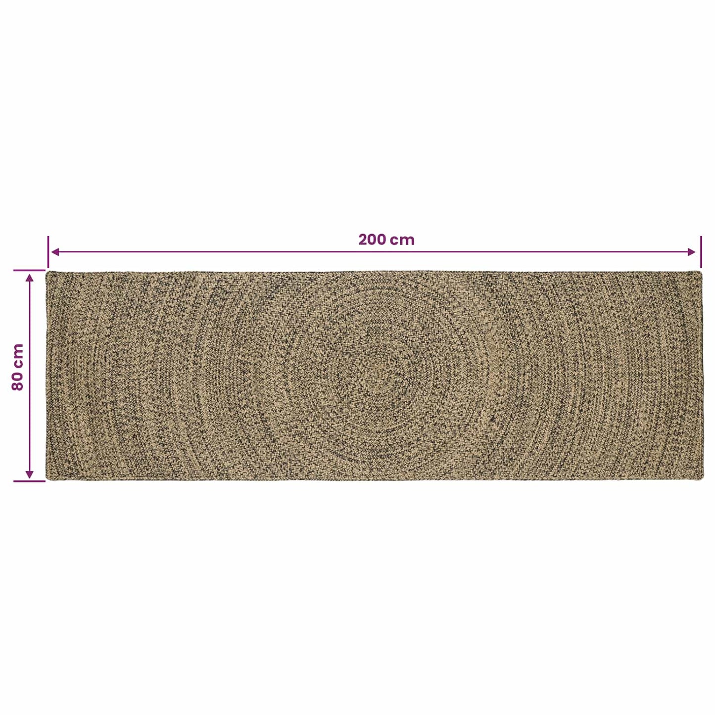 Area Rugs Natural and Black 80 x 200 cm Jute