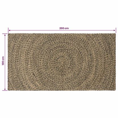 Area Rugs Natural and Black 100 x 200 cm Jute